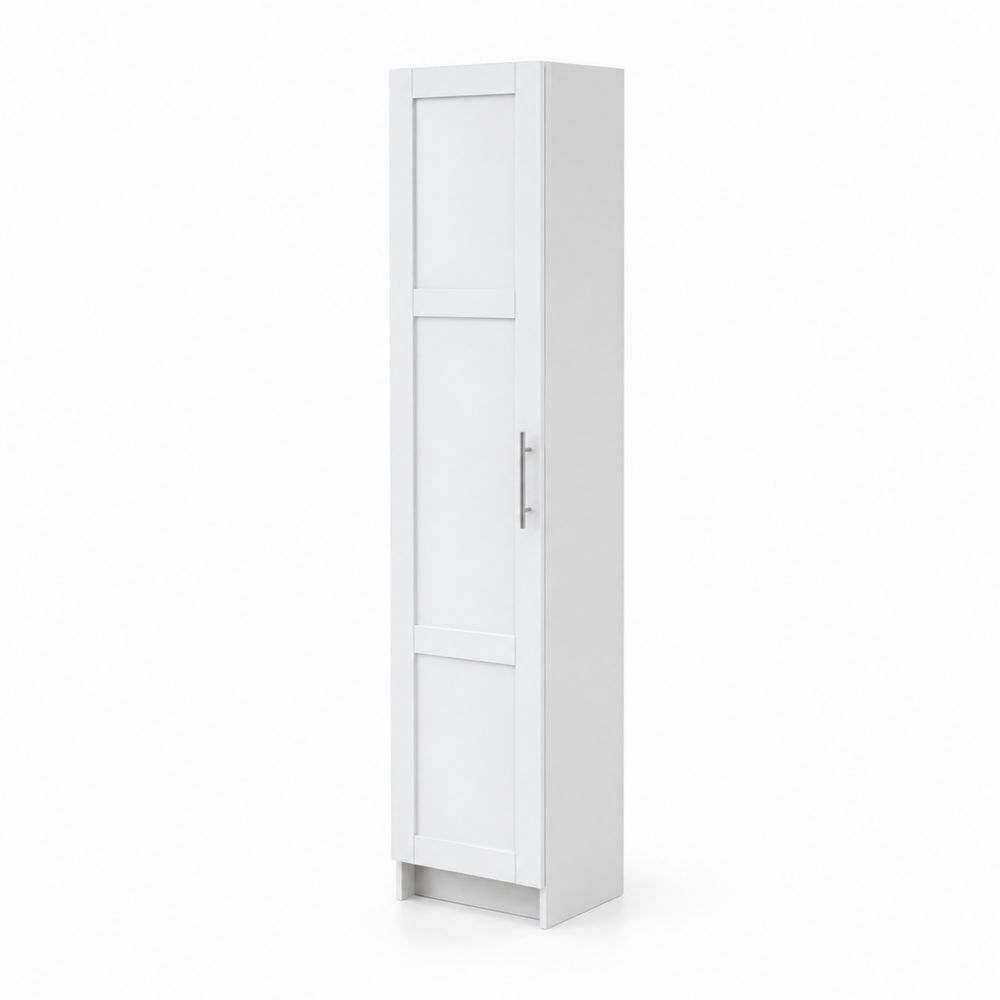 Schmaler Aufbewahrungsschrank aus MDF mit Tür Weiß-Hausraumdesign