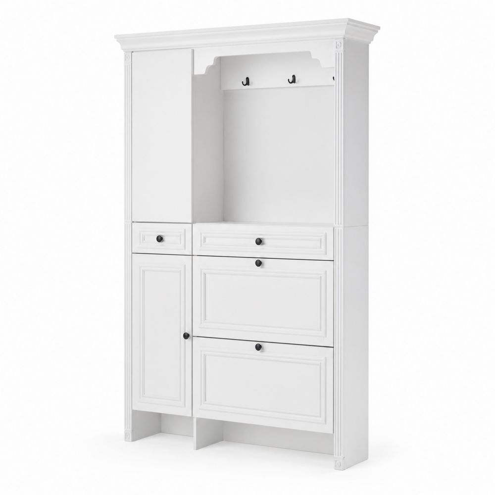 Garderobenschrank Weiß Holz 200x150x35 cm-Hausraumdesign