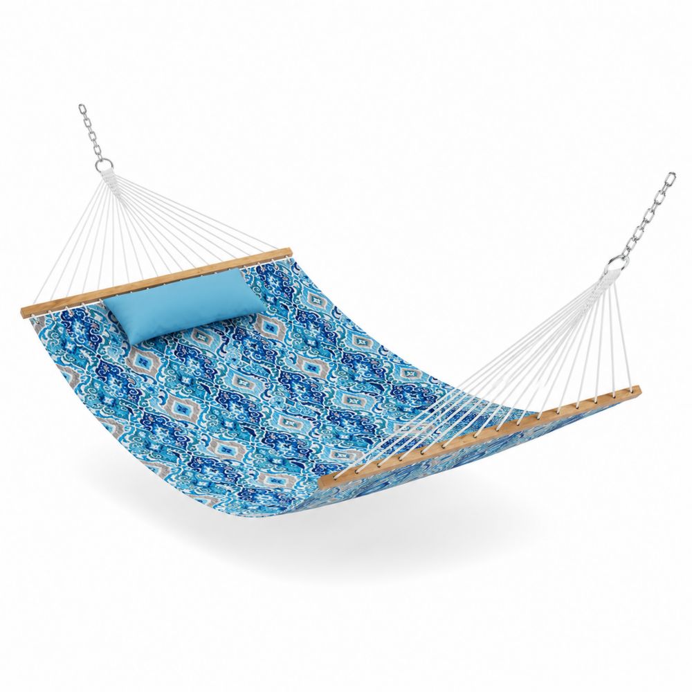 Hängematte mit Kissen Blau Holz und Baumwolle/Polyester-Hausraumdesign