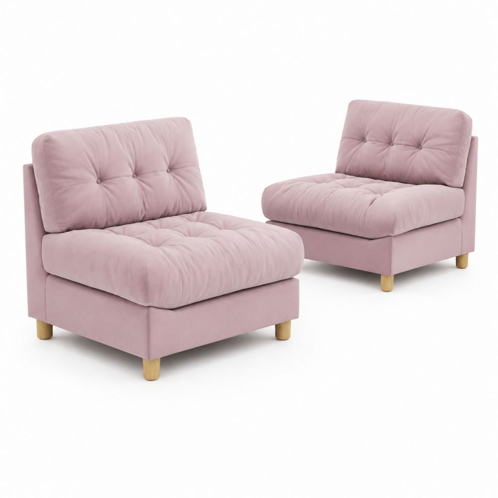 2-teiliges Sofa-Set aus Samt mit Holzbeinen in Rosa-Hausraumdesign