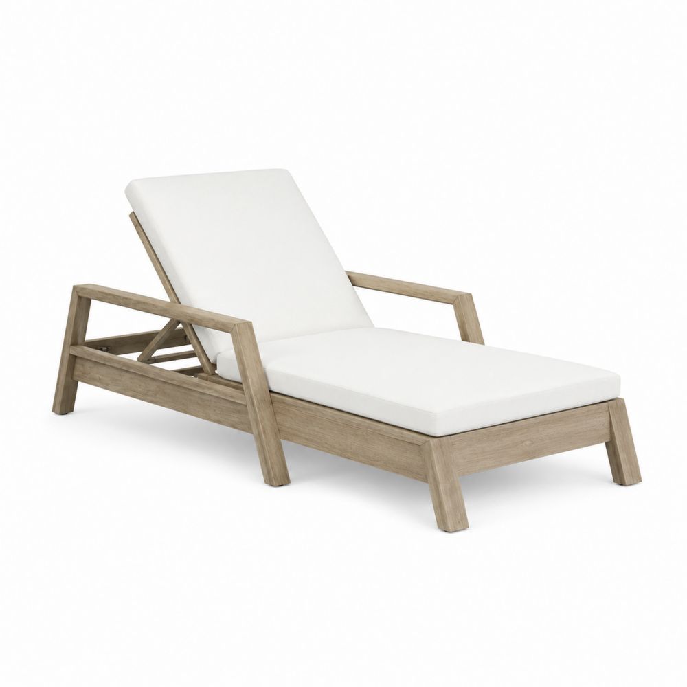 Outdoor-Lounge-Liege Eukalyptusholz Weiß-Hausraumdesign