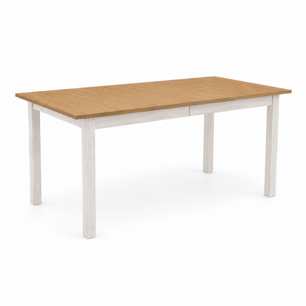 Esstisch Rechteckig 180x90 cm Eichenholz Natur Tischplatte mit Weißem Untergestell-Hausraumdesign