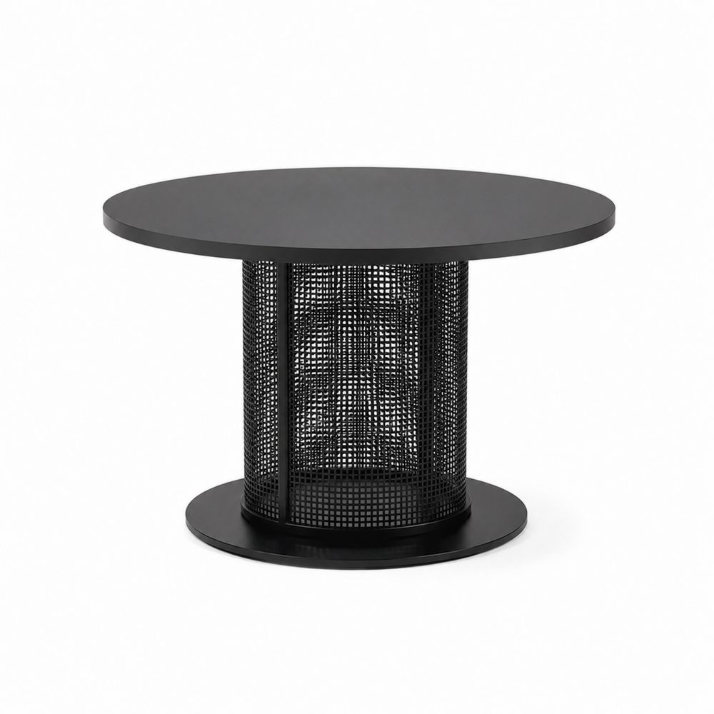 Runder Metalltisch mit Gitterfuß, Schwarz, 90 cm-Hausraumdesign
