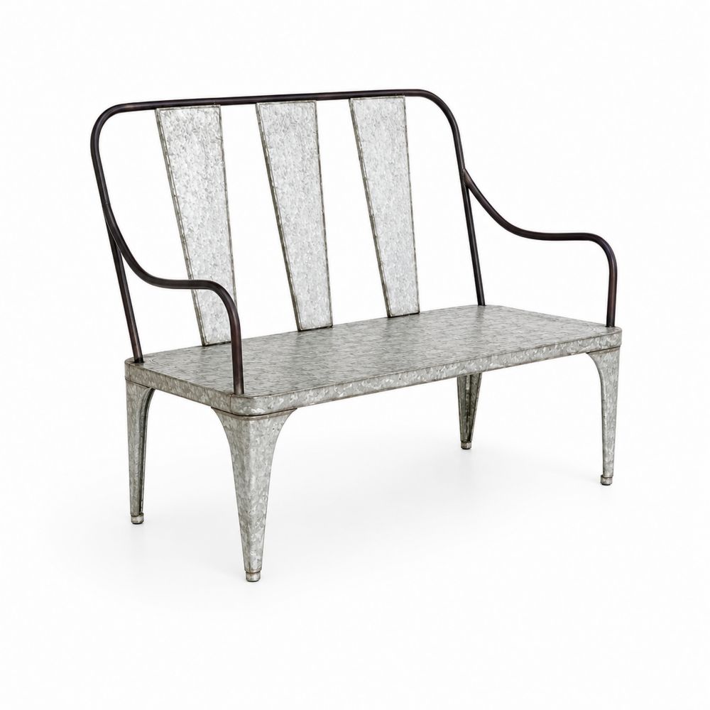 Gartenbank aus verzinktem Stahl, 110 cm, Silber-Hausraumdesign