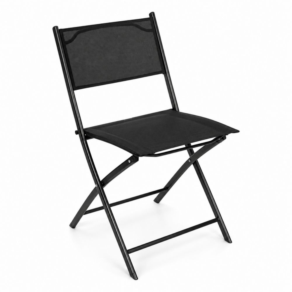 Klappbarer Stahlstuhl mit Textilgewebe Schwarz-Hausraumdesign
