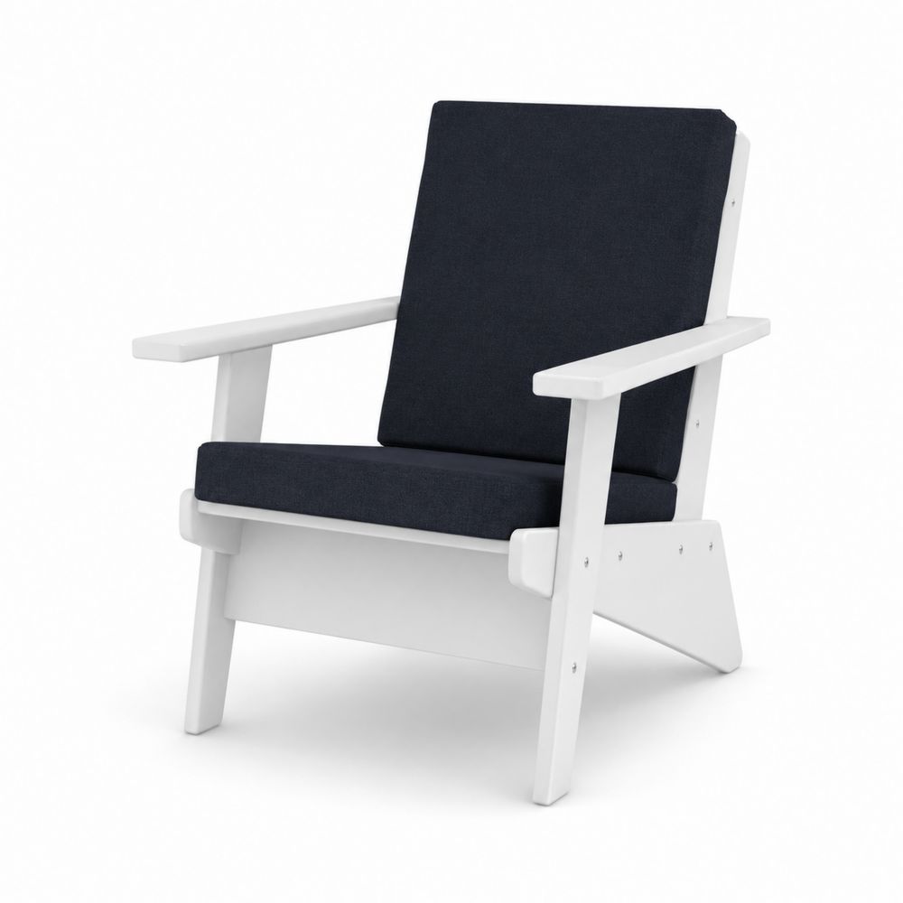 Gartensessel Holz mit Polyester-Polsterung Weiß/Dunkelblau-Hausraumdesign