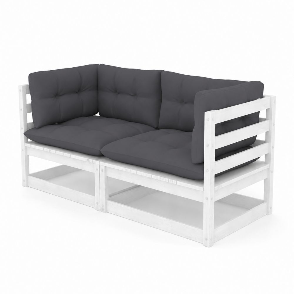 Gartensofa aus Holz mit Anthrazit Kissen-Hausraumdesign