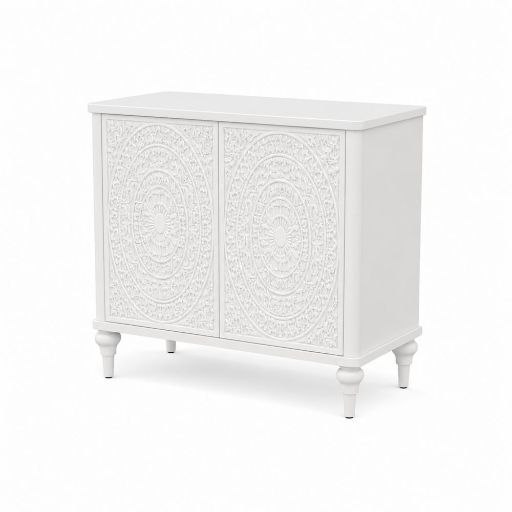 MDF Kommode mit geprägtem Muster Weiß 85x40x80 cm-Hausraumdesign