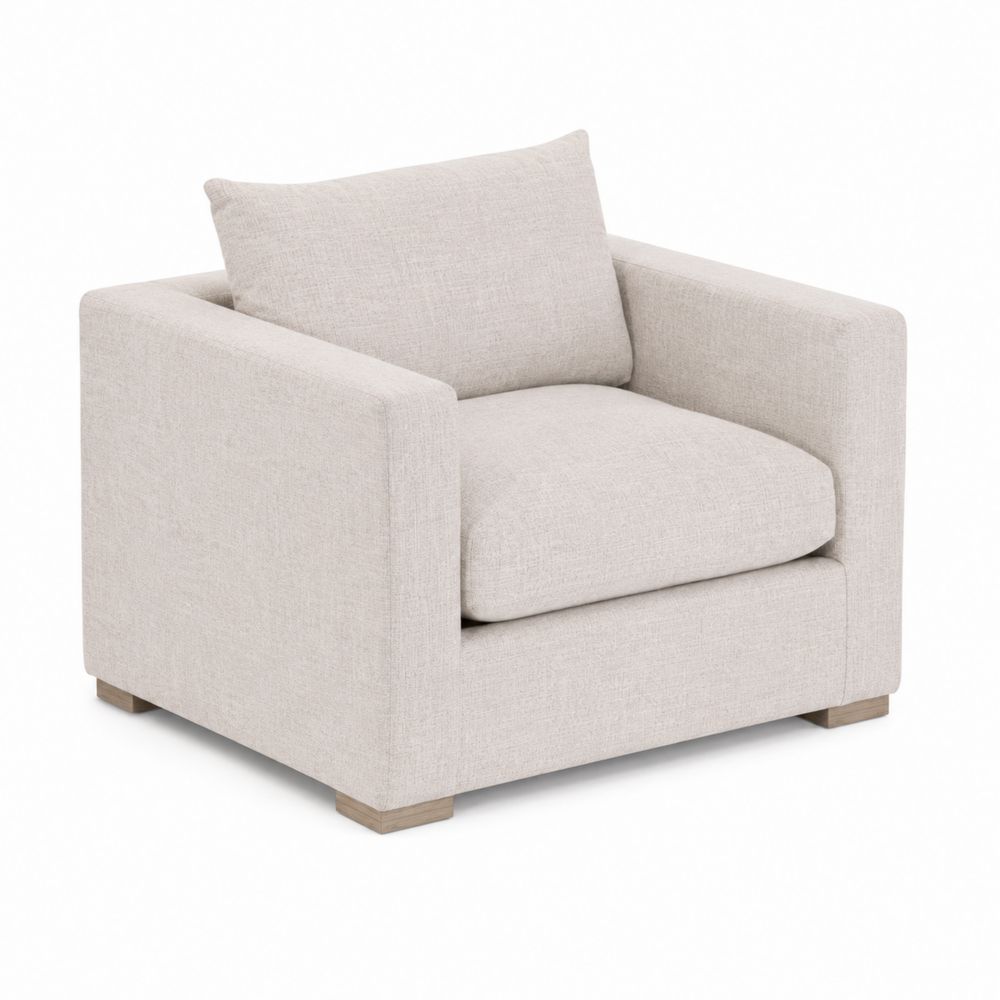 Sessel Leinenoptik Holz Beige 90cm x 85cm x 75cm-Hausraumdesign