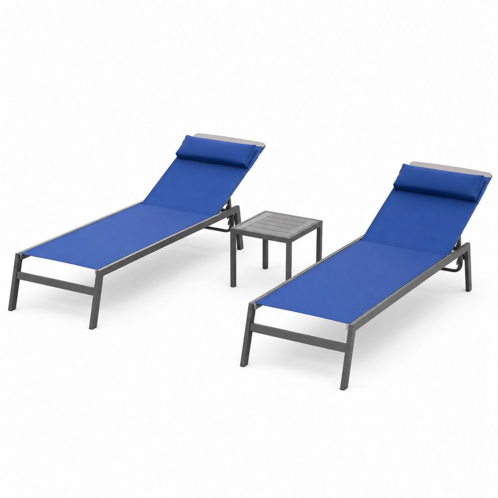 3-teiliges Garten-Lounge-Set aus Aluminium Blau-Hausraumdesign