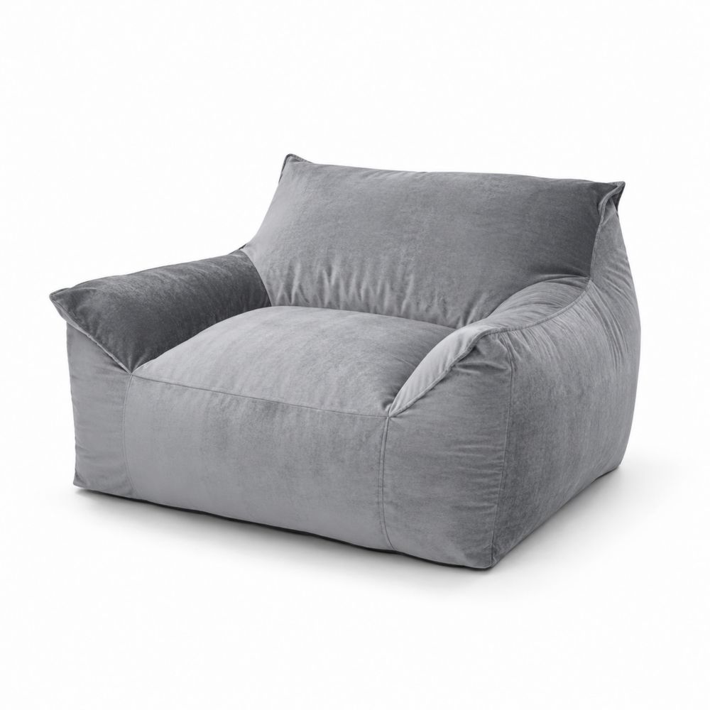Samt Sitzsack Sessel Grau 100x100x70 cm-Hausraumdesign