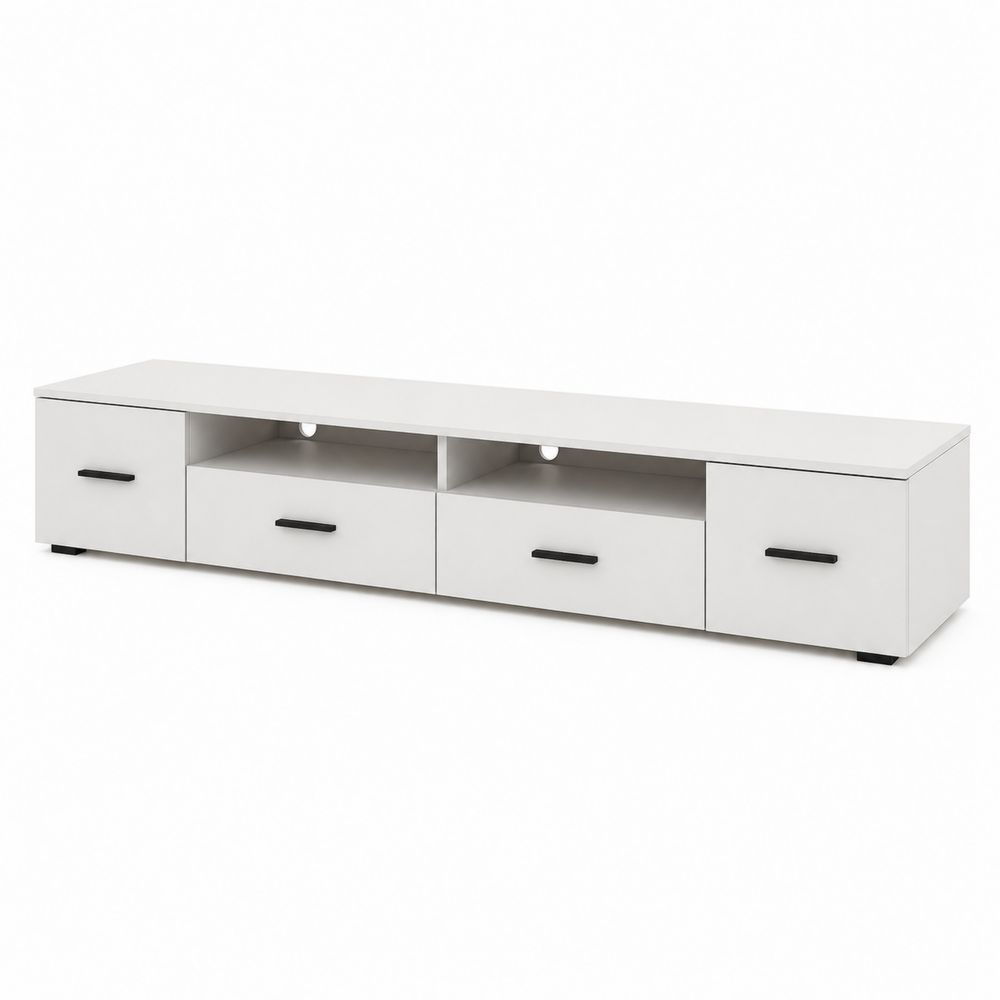 TV-Lowboard rechteckig 180x40x30 cm Holz Weiß-Hausraumdesign