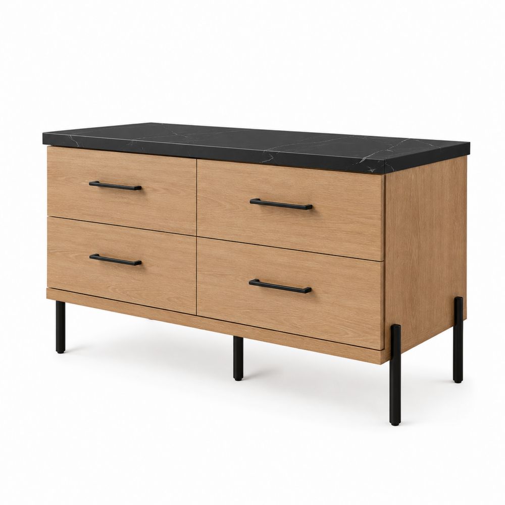 Waschtischunterschrank Eiche mit Schwarzer Oberfläche-Hausraumdesign