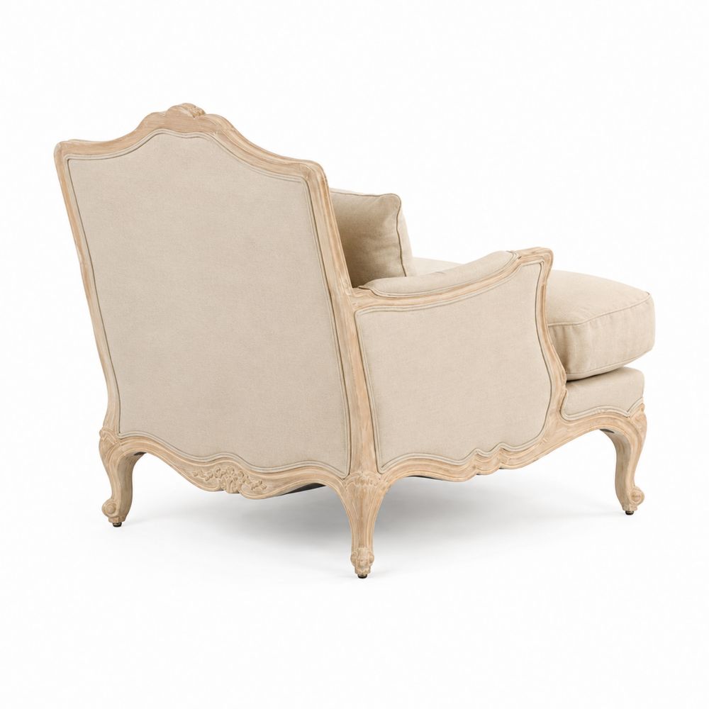 Sessel Leinen mit Massivholzrahmen Beige 75x80x95 cm-Hausraumdesign