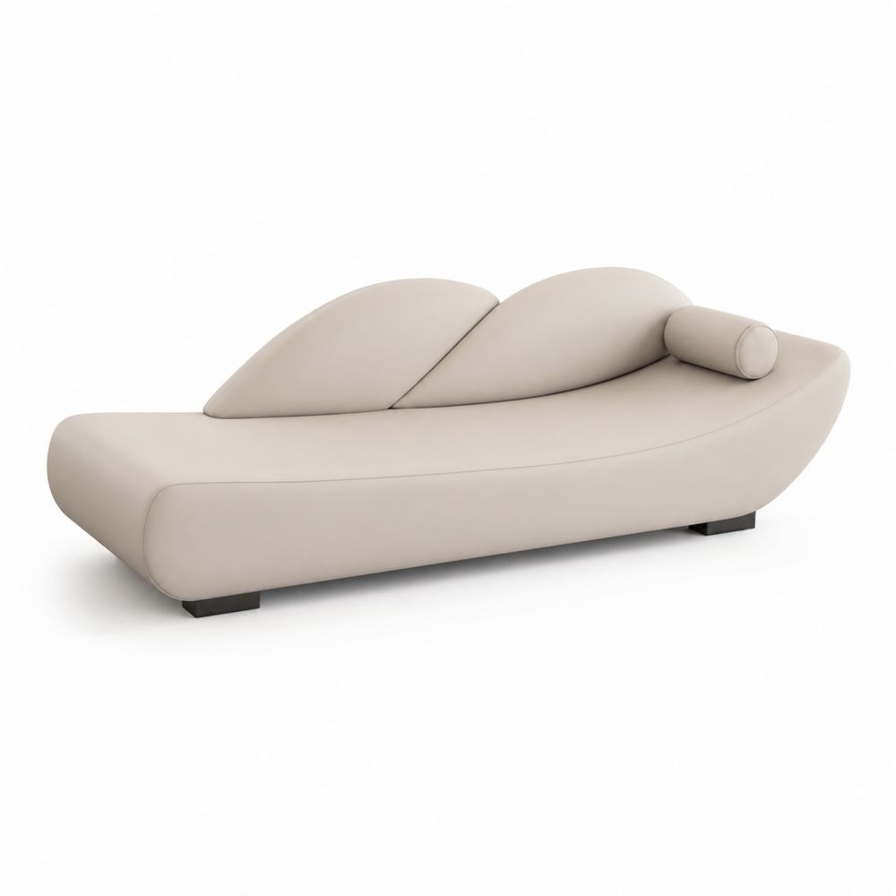 Chaiselongue Leder Beige Geschwungene Form-Hausraumdesign