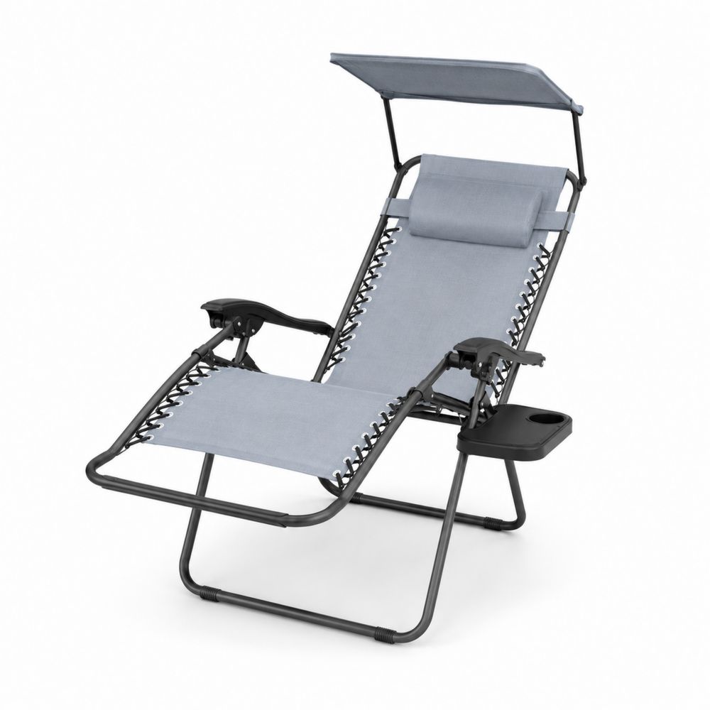 Klappbarer Relaxstuhl Stahl Textilgewebe Polyester Grau-Hausraumdesign