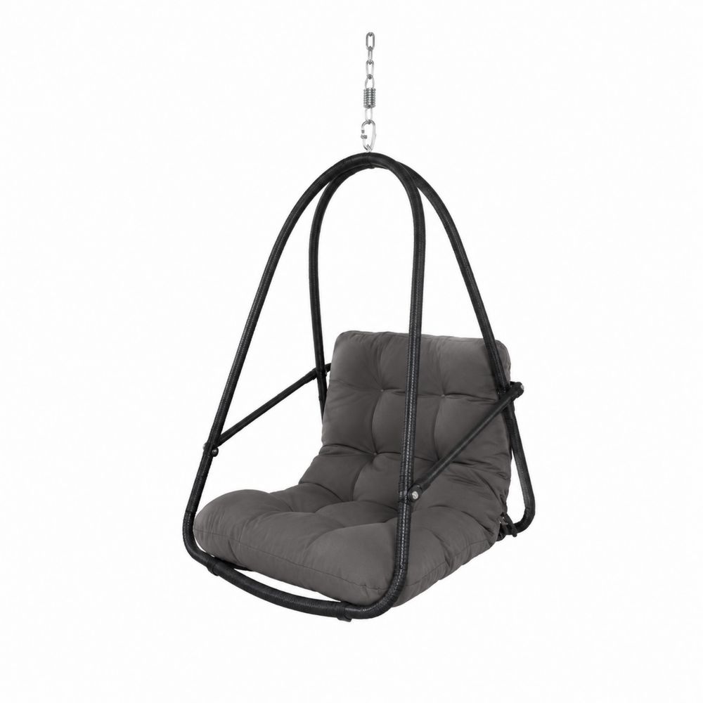 Hängesessel Rattan Stahlrahmen Grau-maisonfleurco