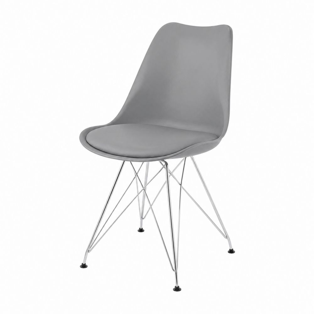 Esszimmerstuhl mit Metallbeinen und Kunstledersitz, Grau, 85 cm-maisonfleurco
