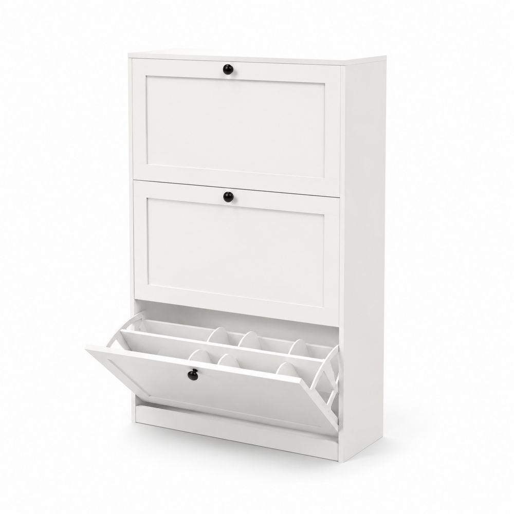 Schuhschrank Weiß MDF 102x80x24cm-maisonfleurco