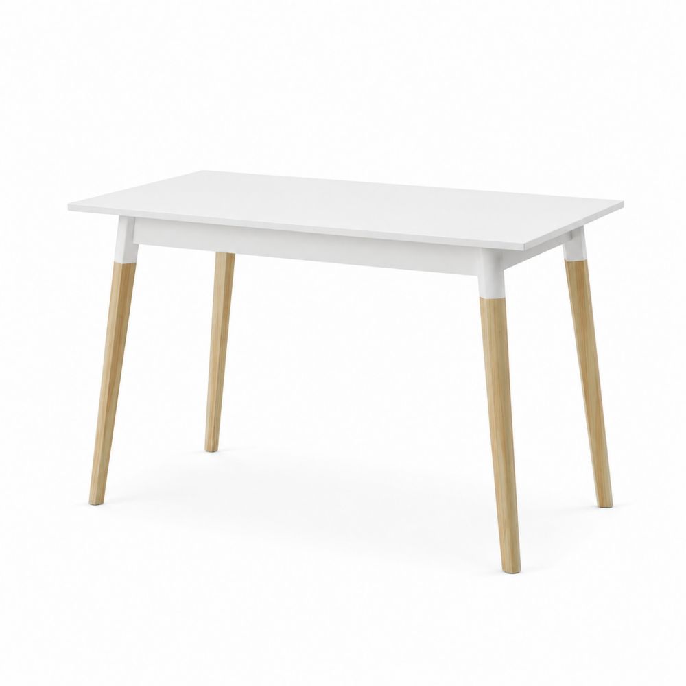 Holz-Esstisch 120x75x75 cm Weiß Eichenbeine-maisonfleurco