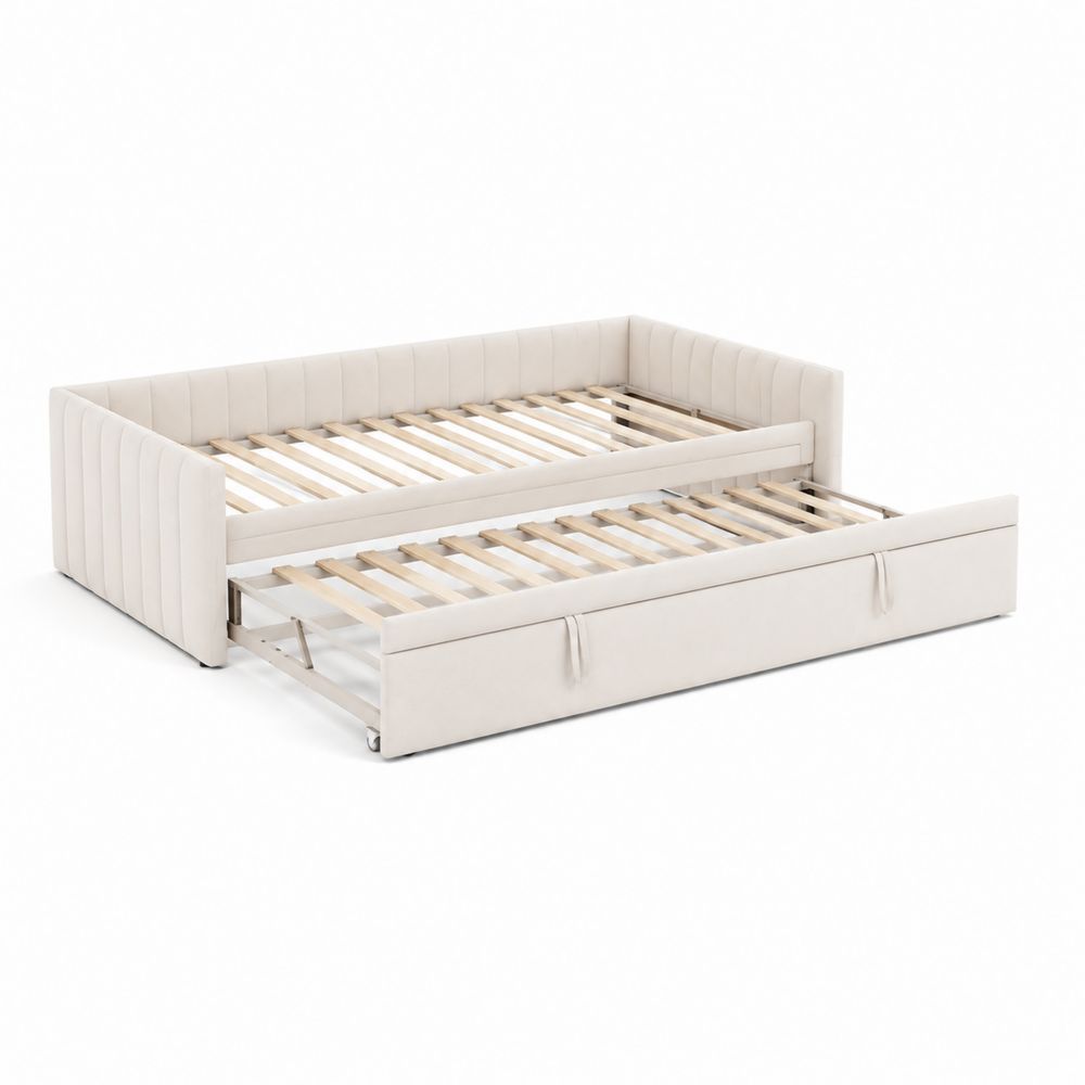 Tagesbett mit Auszieh-Funktion 200x90 cm Holz Beige-maisonfleurco