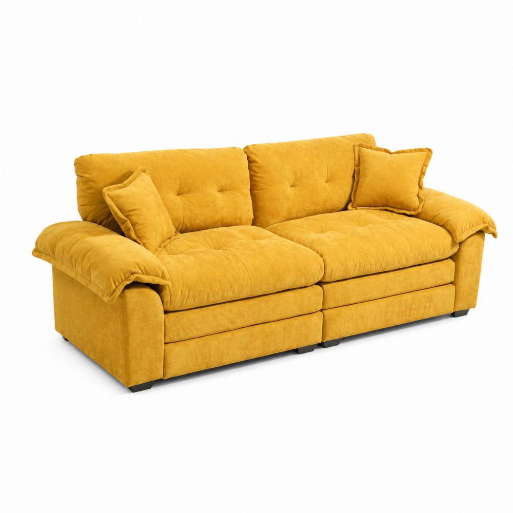 3-Sitzer Sofa, 210 cm, Polyester, Gelb-maisonfleurco