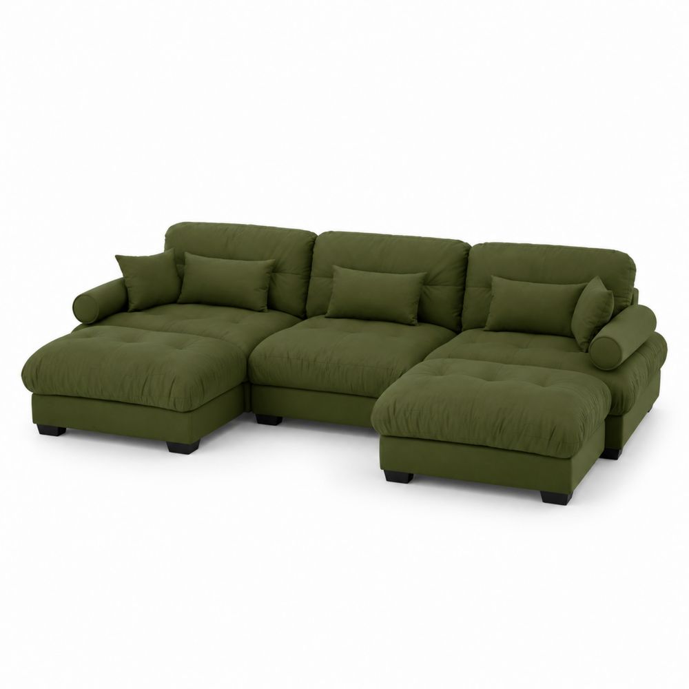 Ecksofa L-Form 300x200x90 cm Olivgrün-maisonfleurco