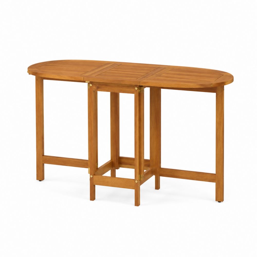 Ovaler Klappbarer Tisch aus Akazienholz Naturbraun-maisonfleurco