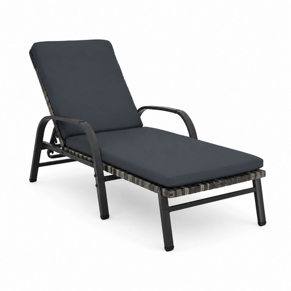 Outdoor Relaxliege Stahlrahmen Polyester Grau 200cm-maisonfleurco