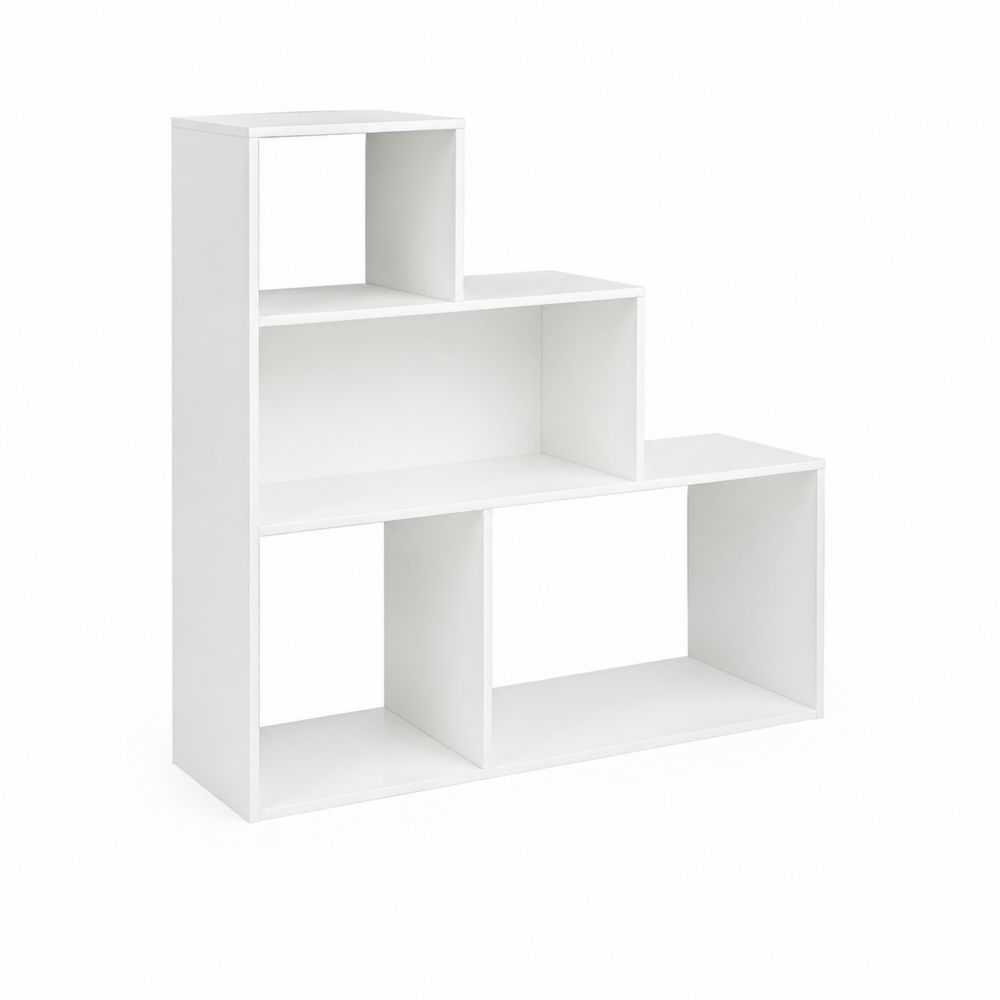 Bücherregal Stufenform Holzwerkstoff Weiß 110x120x29 cm-maisonfleurco