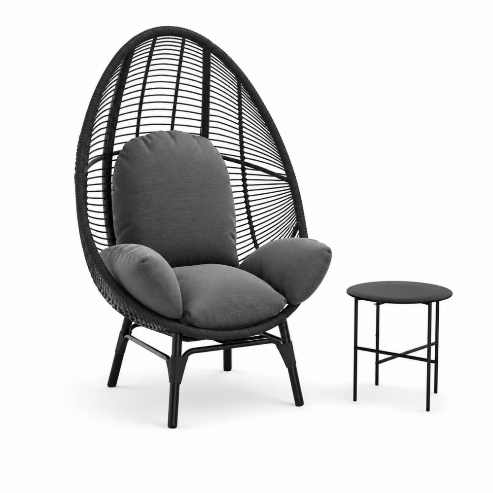 Outdoor-Sessel Set Schwarz Metall mit Kissen-maisonfleurco