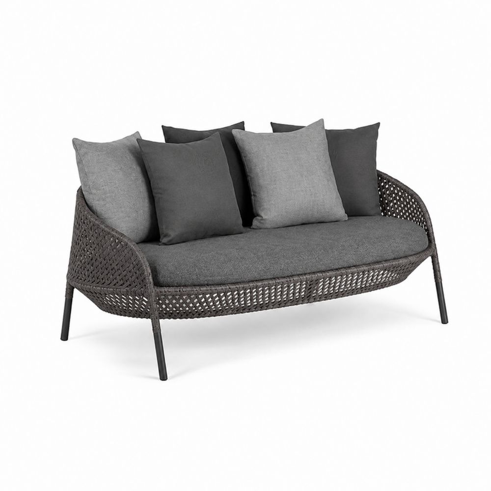 Outdoor Sofa 2-Sitzer Polyethylen Rattan Stahl Dunkelgrau/Anthrazit-maisonfleurco