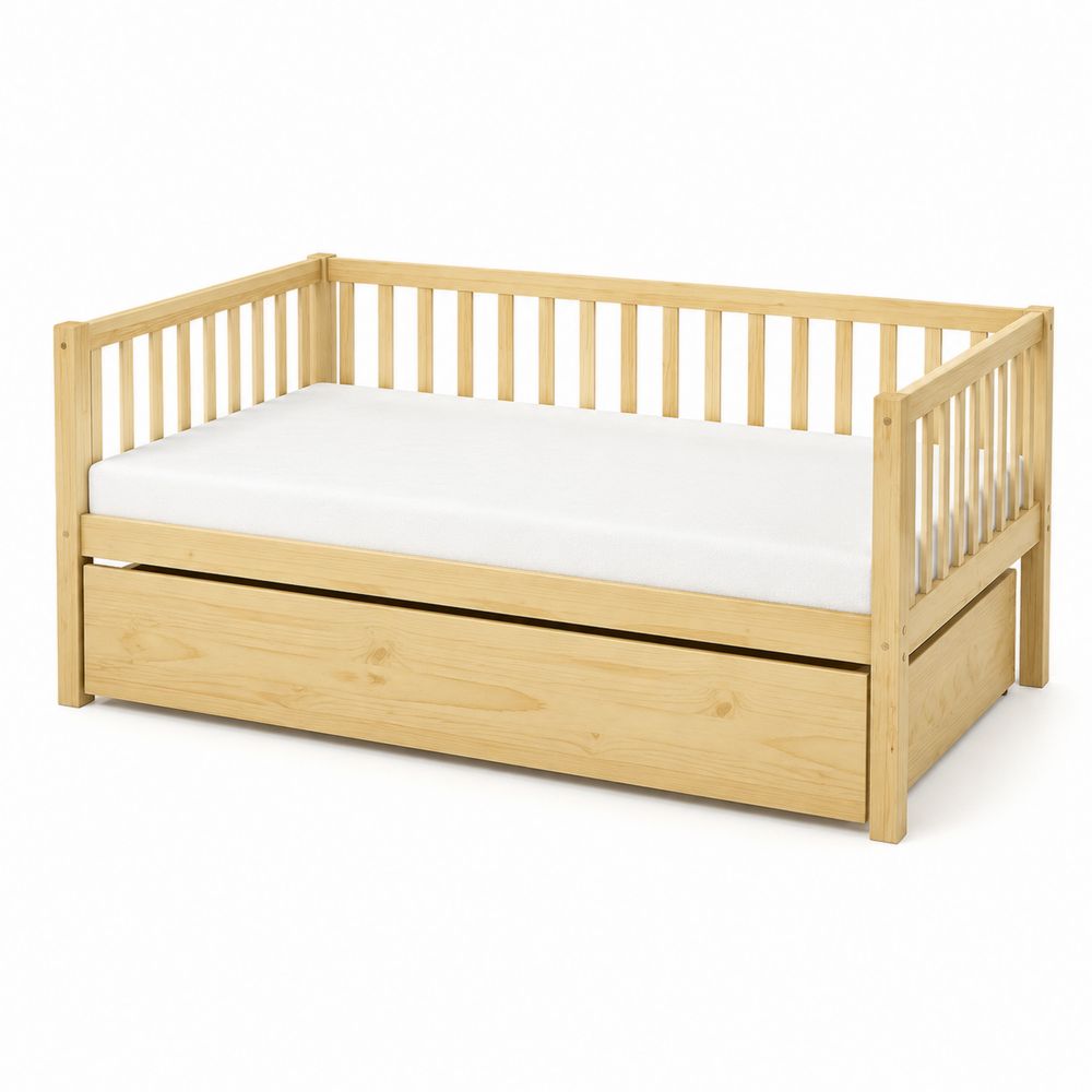 Tagesbett aus Kiefernholz mit Ausziehbett 200x90 cm Natur-maisonfleurco