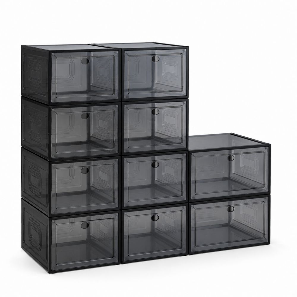 Modulare Schuhaufbewahrungsboxen Set 10er Kunststoff Rauchgrau-maisonfleurco