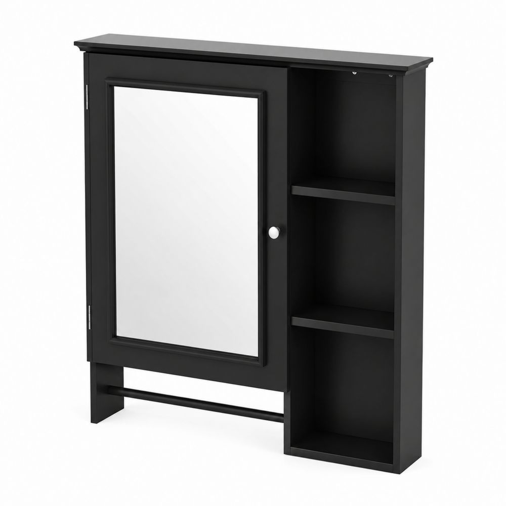 Badezimmerspiegelschrank Schwarz MDF-Holz 60x15x75 cm-maisonfleurco
