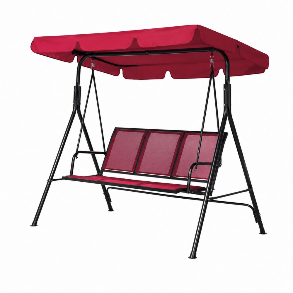 Garten Verandaschaukel 3-Sitzer Stahl Polyester Rot-maisonfleurco