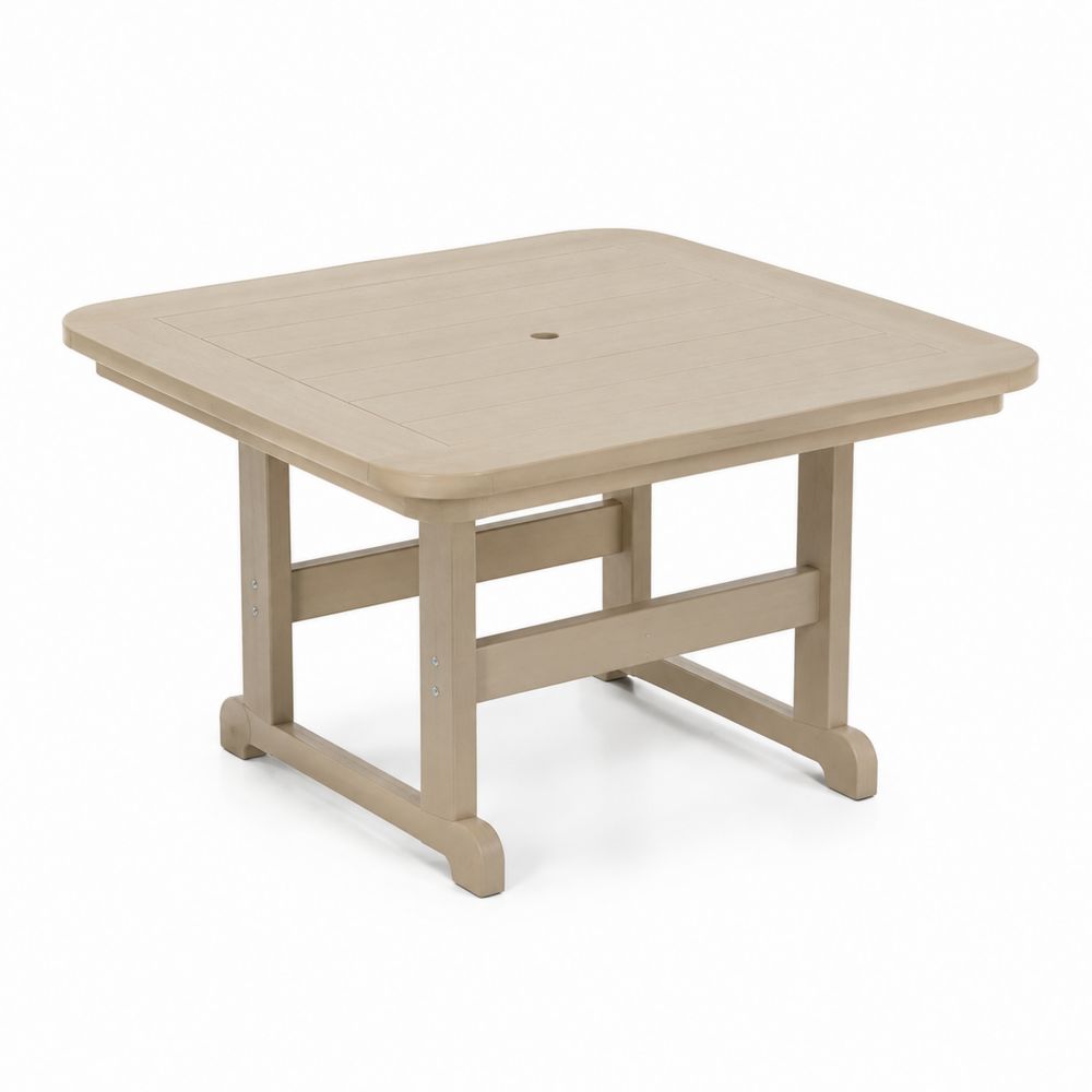Quadratischer Gartentisch 90x90 cm Kunststoff Beige-maisonfleurco