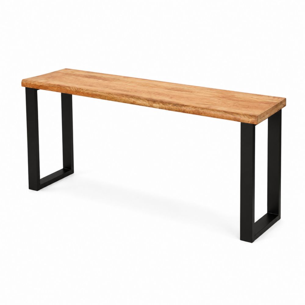 Konsolentisch Eiche Massivholz Metallbeine Natur/Schwarz-maisonfleurco