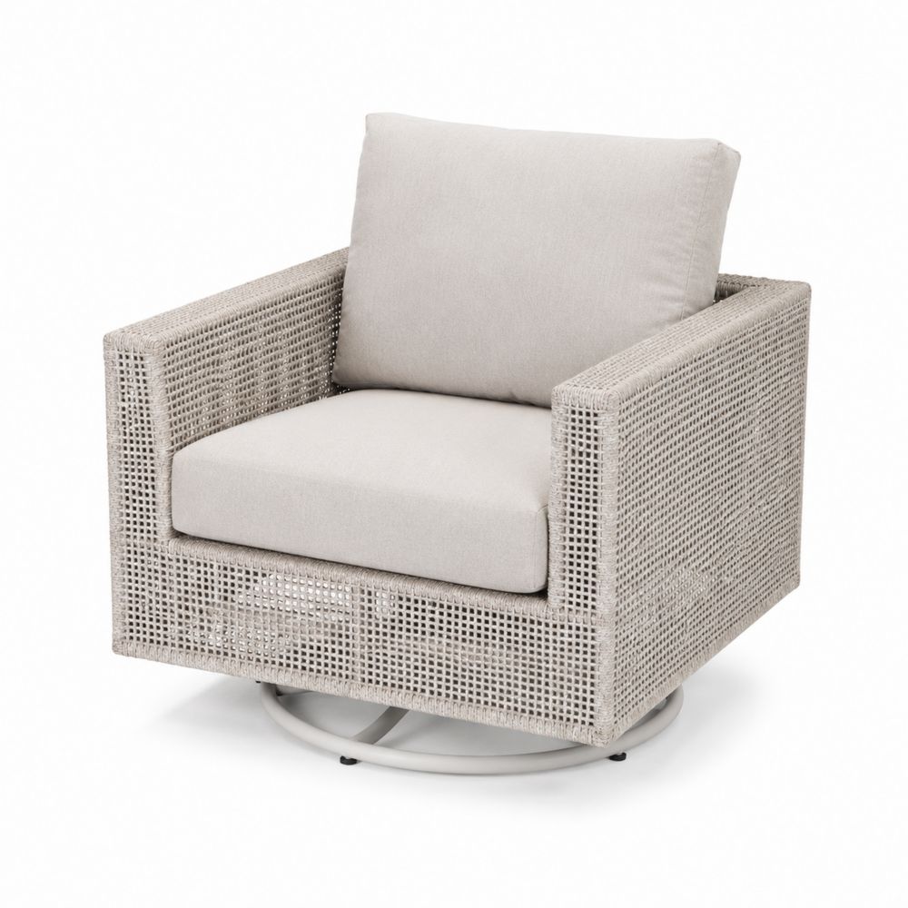 Drehbarer Outdoor-Sessel mit Aluminiumrahmen und Polyesterbezug in Hellgrau-maisonfleurco