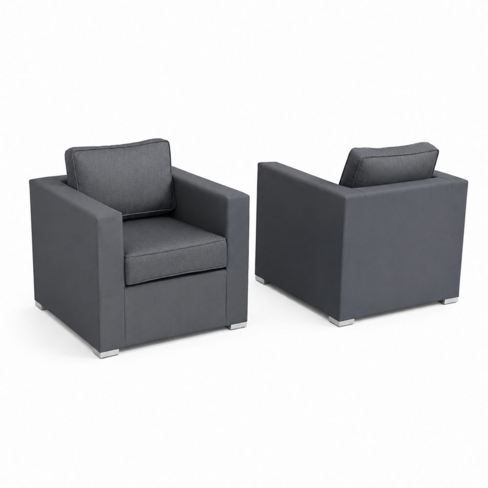 2er-Set Clubsessel Outdoor Aluminium Polyester Dunkelgrau-maisonfleurco