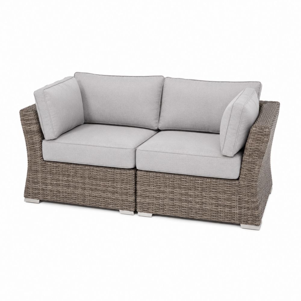 2-Sitzer Gartensofa Rattan Polyester Grau 140 cm-maisonfleurco