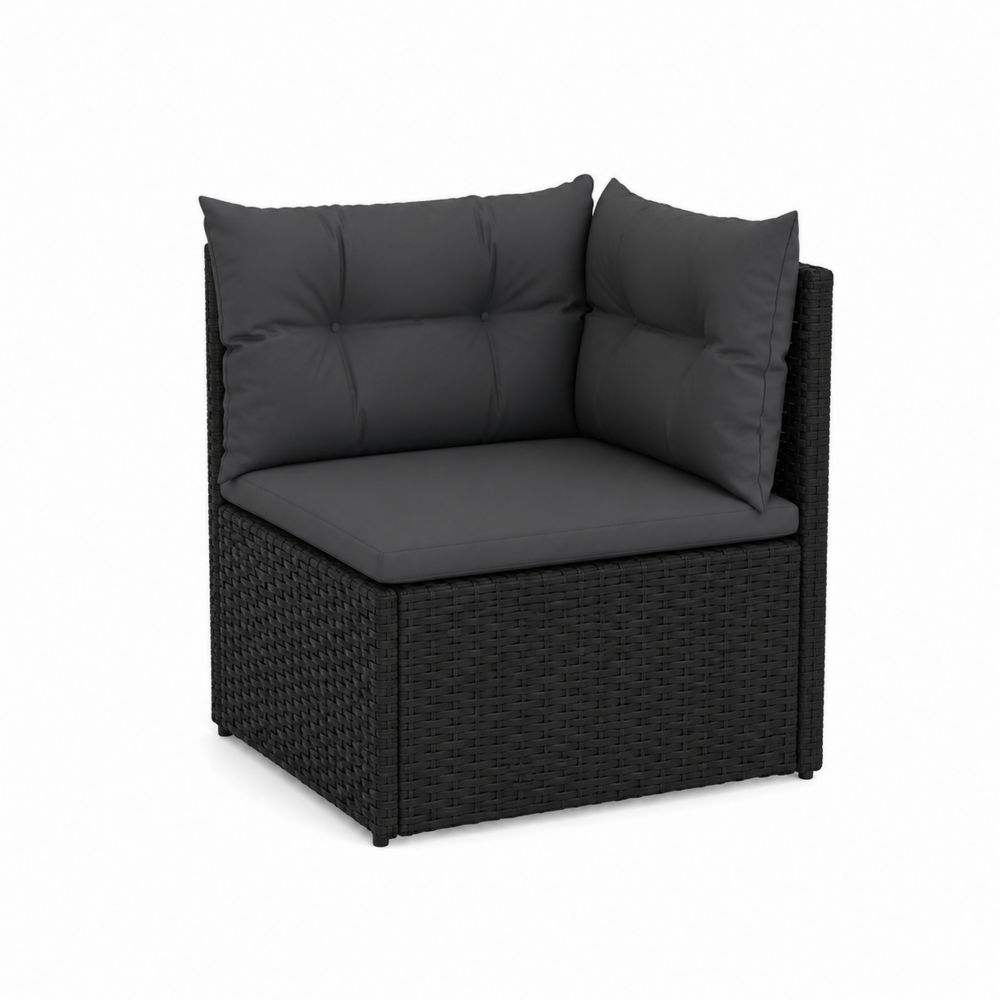 Outdoor Eckmodul Sessel Polyethylen Rattan Schwarz-maisonfleurco