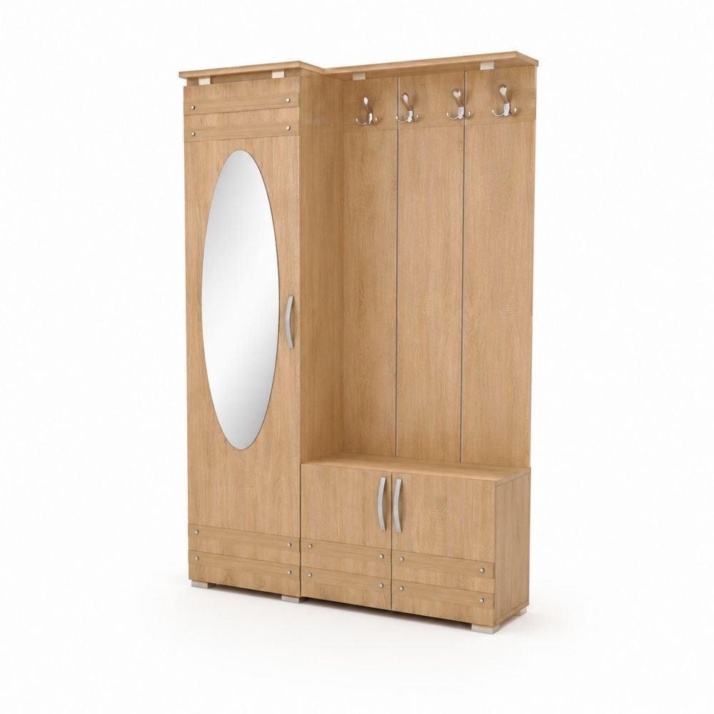 Garderobenkombination mit Spiegel und Haken aus MDF Eiche-maisonfleurco