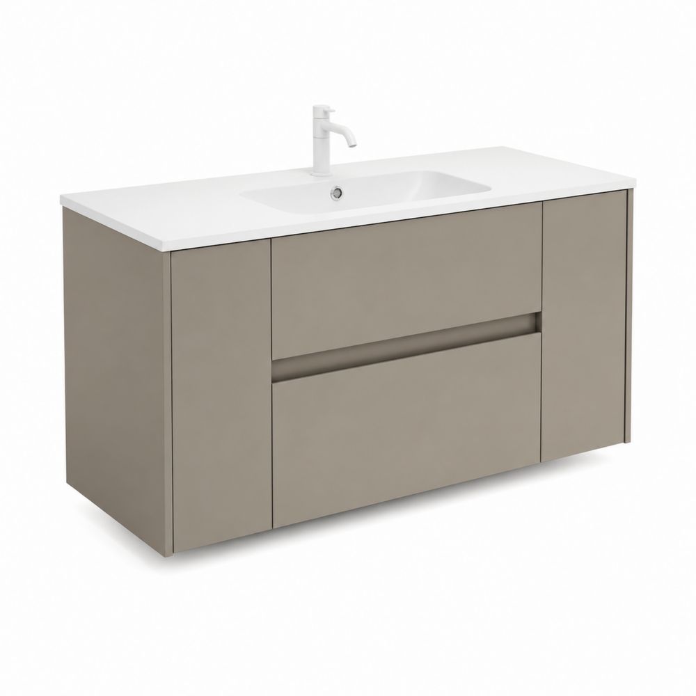 Waschtischunterschrank 120 cm aus MDF in Taupe mit Keramikwaschbecken-maisonfleurco