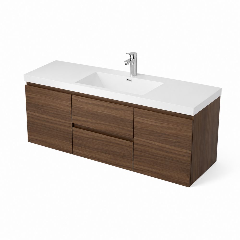 Wandmontierter Waschtischunterschrank Walnussholz Weiß 180cm-maisonfleurco