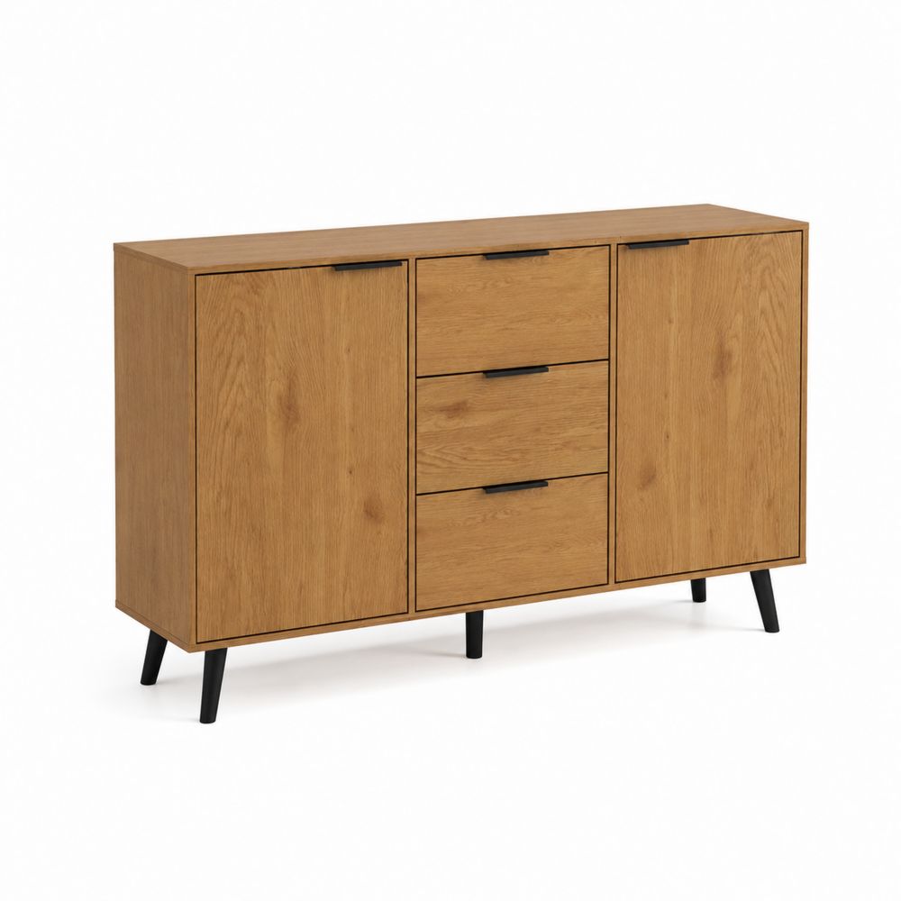 Sideboard Eichenholz 2 Türen 3 Schubladen 150x40x85 cm-maisonfleurco