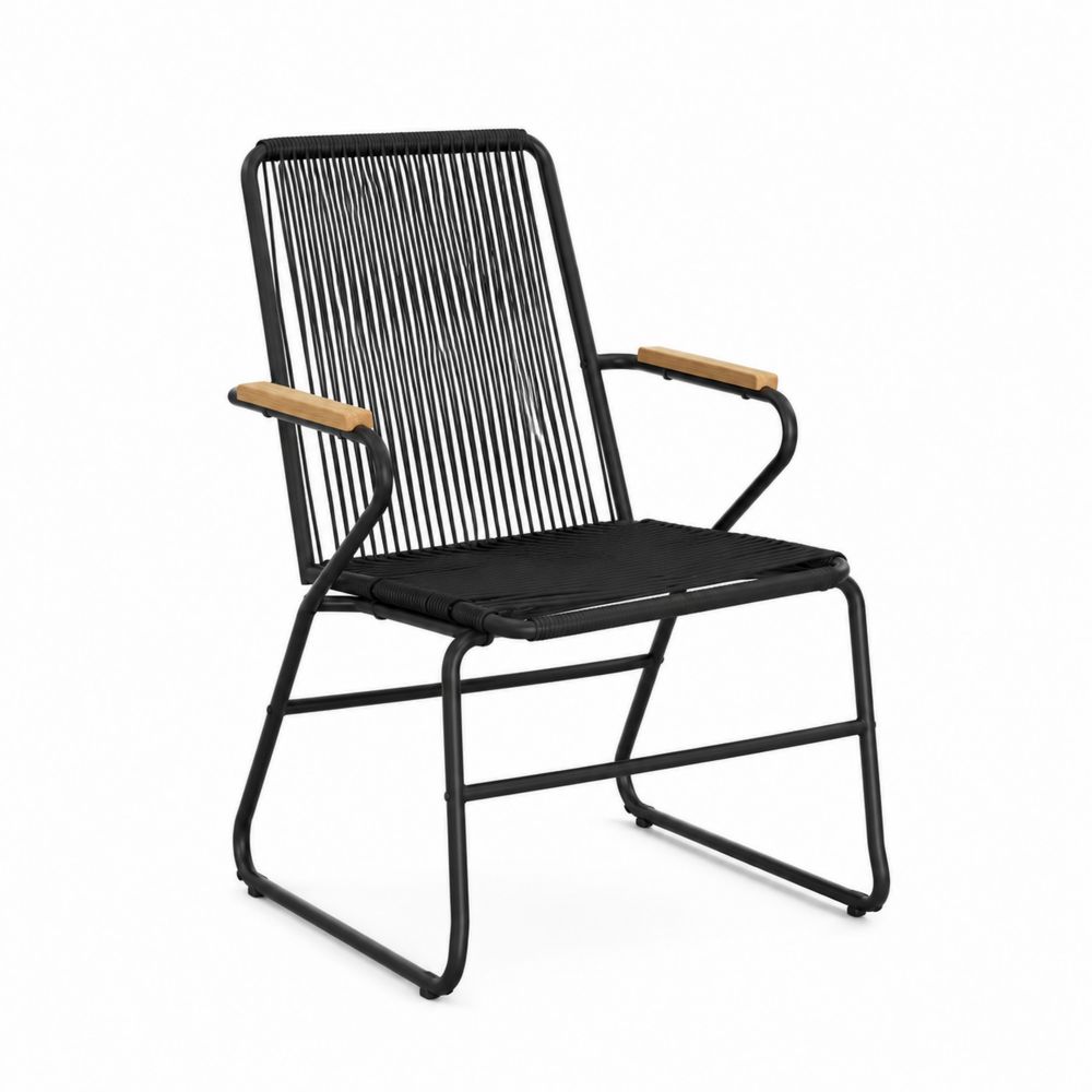Gartenstuhl aus Stahl und Polyethylen, Schwarz-maisonfleurco