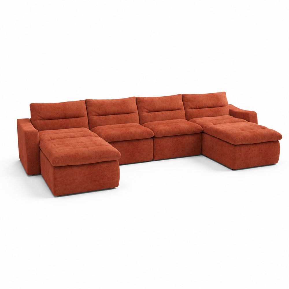 Ecksofa U-Form Stoff Terrakotta-maisonfleurco