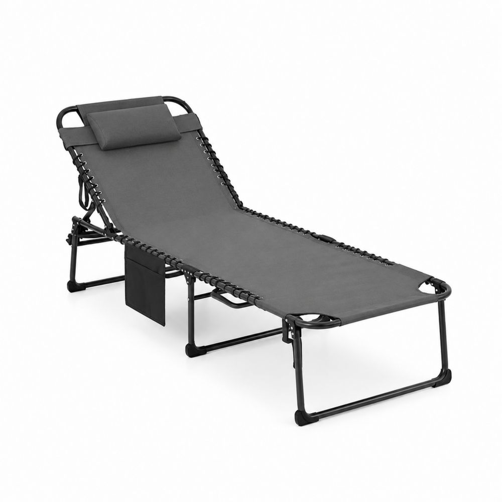 Stahl Polyester Klappbare Outdoor-Liege mit Kopfkissen Schwarz 200x58x30 cm-maisonfleurco