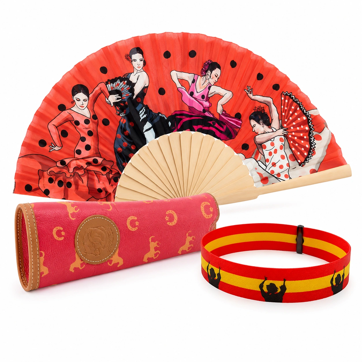 Abanico plegable flamenco con funda-NestCraftHome